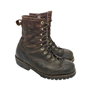 Chippewa Boots Men's 10 M Paladin Waterproof Regular Toe Brown Logger Leather